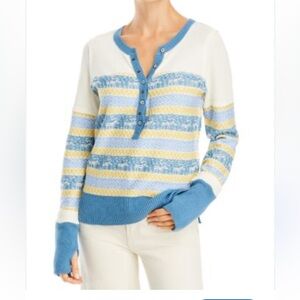 Free People To The Woods Stripe Henley Sweater Size Small, No Flaws